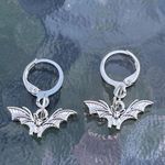 Handmade Silver Y2k Bat Hoop Earrings , Punk Goth Boho Silver Hoop Photo 4
