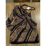 SELF PORTRAIT Stripe Sequin asymmetric one shoulder Mini Dress size 0 NWT Black Photo 8