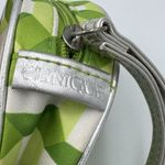 Clinique  Small Wristlet Green/white Geometric Design‎ 4" Round Cosmetic Bag Photo 1