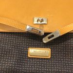 Ted Lapidus Caramel Leather Top Handle & Monogram Logo Vinyl Crossbody Satchel Photo 14