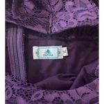 Zapaka Purple Halter Lace Floral Mini Dress Lined Zipper Size XL Party Formal‎ Photo 2