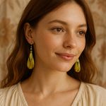 Gold Green Drop Earrings Selah Boho Chic Lightweight Dangle Photo 0
