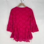 Isaac Mizrahi Fuchsia Lace Flared Sleeve Peplum Blouse Size XS Photo 8