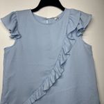 After Market Women's Baby Blue Ruffle Sleeve Blouse Top Size Small Photo 2