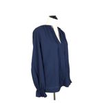 Vintage Contessa Monique Flare Sleeve Top V Neck Blue Tie Neck Womens Size 10 Photo 1