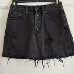 We The Free  Black Distressed Denim Mini Skirt‎ Photo 3