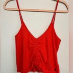 Roxy NWT Flirty Feels Coral Orange Ruched Adjustable Strap Cropped Tank Top M Photo 2