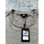 DKNY NWT!  Gray Studded Crew Neck Pullover Sweater XL Photo 3