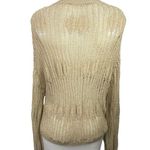 ZARA Gold Knit Crochet Crew Neck Long Sleeve Sheer Pullover Sweater Top Size XL Photo 1