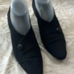 PREVATA Made in Italy‎ Black Stretch Fabric Leather Trim Kitten Heels Size 8.5 Photo 0