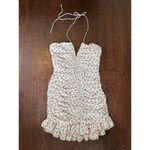 ZARA  Metallic Thread Ruched Floral Printed Halter Mini Dress Size Small Photo 2