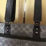 Coach Hampton Signature Silver Jacquard snap satchel purse small tote Photo 2