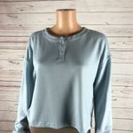 Jenni  Ribbed Henley Pajama Top, Pale Blue NWT Medium Photo 2