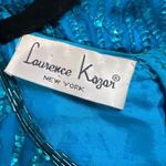 Laurence Kazar Vintage 80s Turquoise Sequin Shiny 100% Silk Dress Photo 4