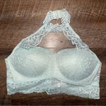 PINK - Victoria's Secret Victoria’s Secret PINK Lace Push- Up Halter Blue Bra Size Medium Photo 1