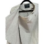 [BLANKNYC] Women XS Pinstripe Linen Asymmetric Drape Front Jacket Blazer Neutral Tan Photo 3