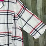 Westbound Size XL 100% Cotton V-Neck Plaid Print Tabbed 3/4 Sleeves Photo 4