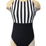 Newport News Vintage Swimsuit Black White Stripes One Piece 10 New Photo 0