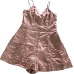 Endless Rose  Romper Women Medium Pink Satin Button Front V Neck Playsuit‎ Photo 2