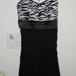 New Mint Zebra Print Ruched Dress Tulle Size Medium Black Photo 0