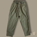 Zara Basic olive paperbag tie belt ankle pants XS Green Photo 1