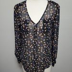 Candie's  black ditsy floral sheer blouse size small Photo 0