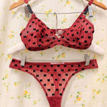 FILA Stella McCartney Women's Bra Set Red/Wine Lace Medium‎ Coquette Fairy Romantic Photo 0
