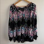 Melissa Paige  size L very boho Black and Pink Paisley Blouse Photo 1
