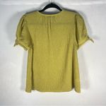 Loft  Striped Crinkle Tie Sleeve Top Chartreuse Green Size Small Photo 6