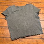 American Eagle  Outfitters Olive Green Waffle Knit Lettuce Hem Crop Top Women's M Photo 2