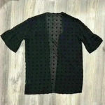 Amaryllis Black Swiss Dot Ruffle 3/4 Sleeve Sheer Open Flowy Cardigan Size M/L Size L Photo 7