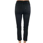 Levi's 724 High Rise Straight Crop Distressed Raw Hem Black Denim Jeans Size 25 Photo 2