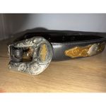 Western Cowgirl Black Leather Belt Concho Heart German‎ Silver Big Al's 38" Boho Photo 2