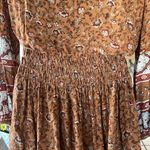 American Eagle  Women's Boho Burnt Orange Floral Smocked Photo 7