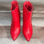 Yoki ‎ Gabriella Women Red Faux Leather Silver Studded Heel Ankle Boot Bootie 8 Photo 1