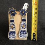 Felt Fabric, Rhinestone & Beaded Beer Bottle Earrings, Purple, White, Gold Photo 13