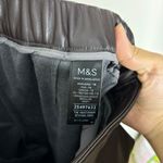 M&S Chocolate Brown Faux Leather Wide Leg Pants Women's Size 12 Regular Photo 4