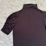 Madewell Top Drapey Puff-Sleeve Mockneck Tee Dark Carob Brown XS NWT New Photo 5