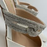 Lulus  Celine satin white pointed toe mules rhinestone strap women’s Size 7.5 Photo 3