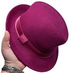 New York And Company Wool Felt Hat Purple Magenta Ribbon Photo 6