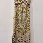 Nicole Miller  Twist Front Printed Strapless Maxi Dress Pale Green Women's Size 4 Photo 0