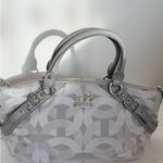 Coach Signature Gray Jacquard Satchel Bag with Leather Trim & Top Zip Photo 0