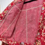 American Vintage Retro Buttoned Red Floral Long Sleeve Jacket Blazer Medium Printed Boho Cottage Photo 5