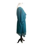 Sage  Turquoise Crochet Tunic Dress Elastic Waist Semi Sheer Size Medium Photo 1