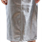 Avec Les Filles High Waist Faux Leather Midi Skirt - Size M - Silver - NWT Photo 0