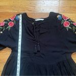 ZARA  Black Floral Embroidered Sleeve Peasant Dress Size Small Photo 4