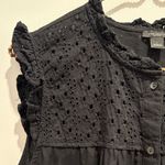 Ann Taylor  Factory Black Lace Cap Sleeve Blouse Photo 1
