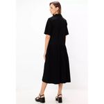 ASOS Black Twill Collared Button Short Sleeve Midi A-Line Shirt Dress Size 6 Photo 1