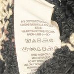 Free People Medium Black Beige Chevron Striped Chunky Circle Cardigan Sweater Photo 5