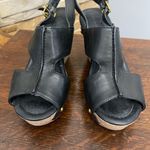 Kenneth Cole  Black Wedge Sandals with Textured Straps Photo 3
